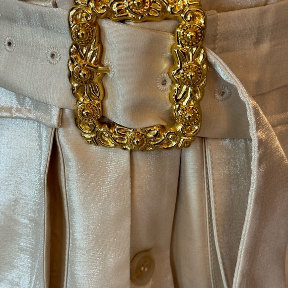 🎁 Cream Metallic Sheen Belted Jacket - Picture 12 of 14